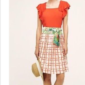 Maeve orange and white skirt with floral print